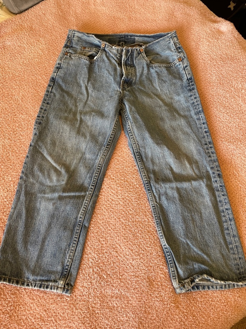 Capris with belt line cut off